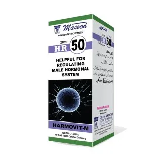 Dr. Masood HR-50 Harmovit-M homeopathic drops 20 ml product package on a white background