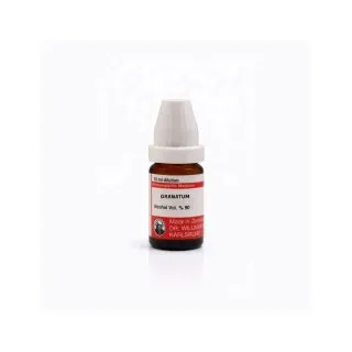 Granatum 10ml homeopathic dilutions and mother tincture bottle or pack on white background
