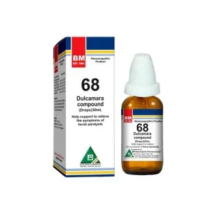 BM 68 Drops homeopathic drops on a pure white background