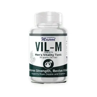 Vil-M Tablets by Dr. Masood, original product packaging on a white background