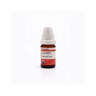Lupulinum 10ml homeopathic dilutions and mother tincture bottle or pack on white background