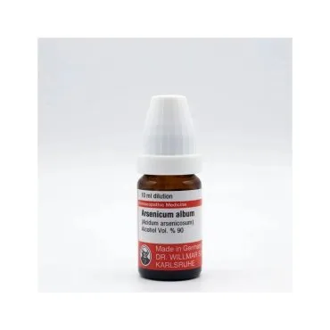 Arsenic Album | Acidum Arsenicosum 10ml liquid homeopathic dilution bottle or pack on white background