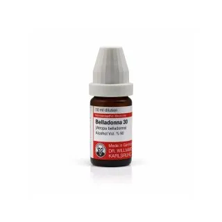Belladonna 10ml homeopathic dilutions and mother tincture bottle or pack on white background