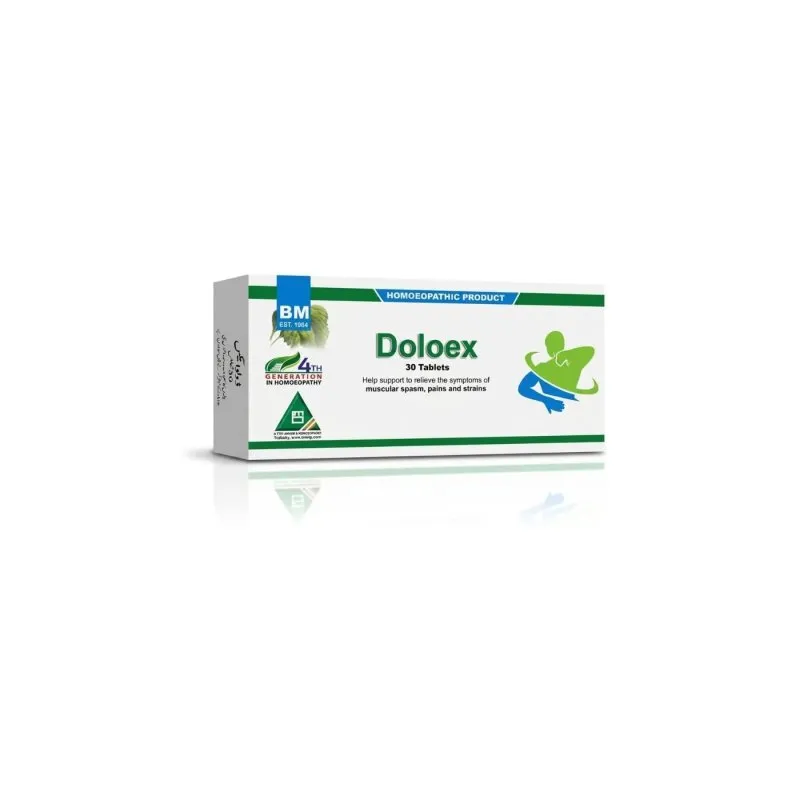 BM Doloex Tablets homeopathic tablets by BM Homoeopathic Pharmaceuticals on a pure white background
