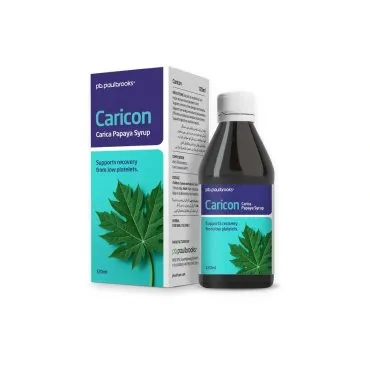 Caricon Syrup by Paul Brooks, product pack on a white background