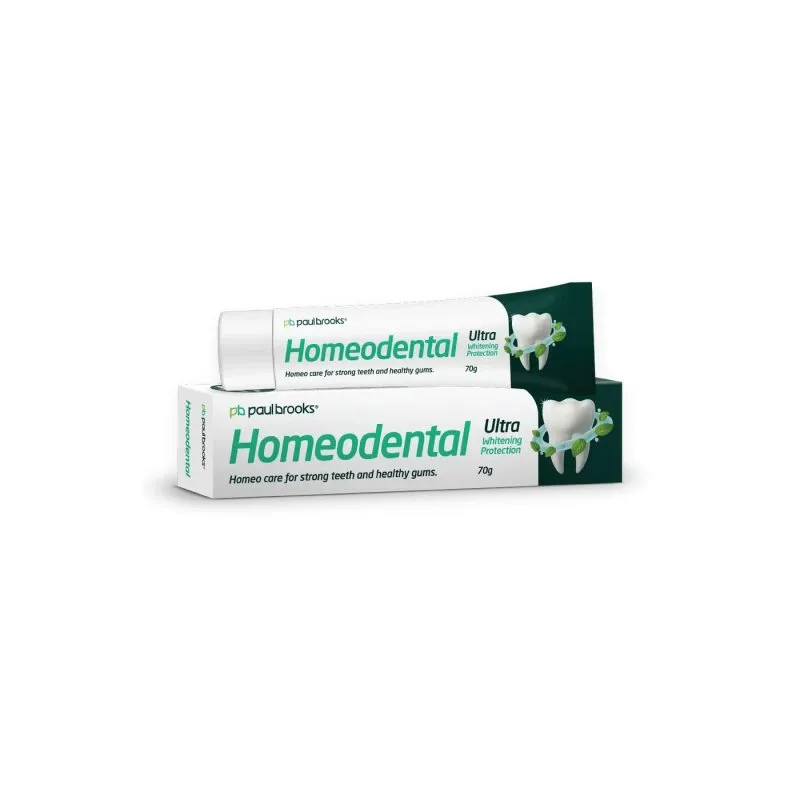 Homeodental Ultra Whitening Toothpaste by Paul Brooks, product pack on a white background