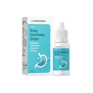 Baby Diarrhoea Drops by Paul Brooks, product pack on a white background