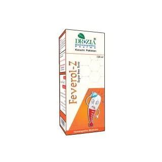 Feverol-Z by Dr Zia Pharma, product pack centered on a white background