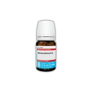 Natrium Sulfuricum Tablets 20g 20g homeopathic tablets bottle or pack on white background