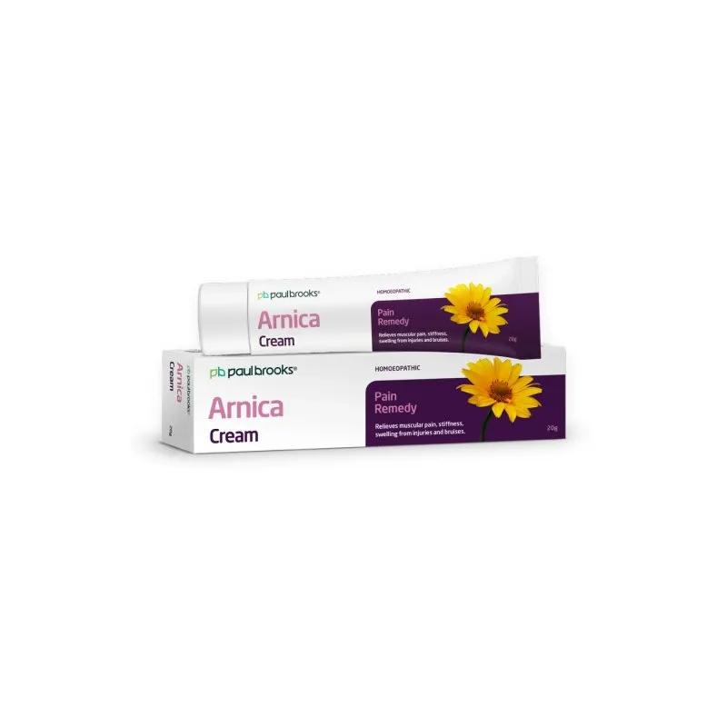 Arnica Pain Remedy Cream by Paul Brooks, product pack on a white background