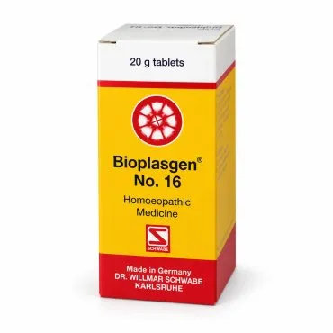 Bioplasgen No. 16 20g homeopathic combination tablets by Dr. Willmar Schwabe on a pure white studio background