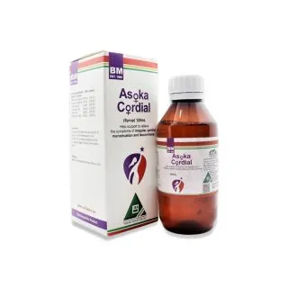 Asoka Cordial Syrup homeopathic syrup by BM Homoeopathic Pharmaceuticals on a pure white background