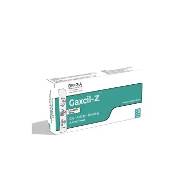 Gaxcil Z Tablet by Dr Zia Pharma, product pack centered on a white background