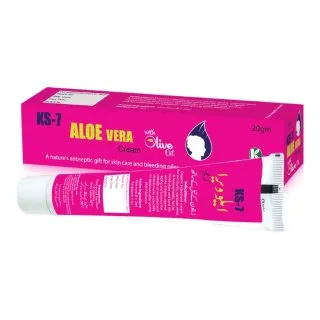 KS 07 ALOE VERA Cream (With Olive Oil) 20 g, Kamal Laboratories product pack on a white background