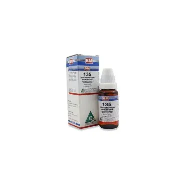 BM 135 Drops homeopathic drops by BM Homoeopathic Pharmaceuticals on a pure white background