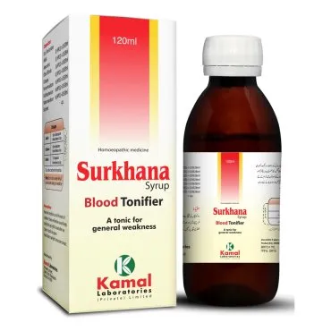 Surkhana (Syrup) 120 ml, Kamal Laboratories product pack on a white background