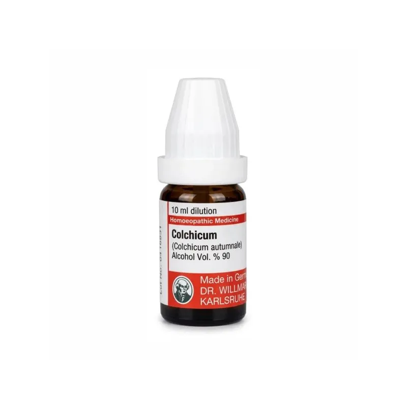 Colchicum 10ml homeopathic dilutions and mother tincture bottle or pack on white background
