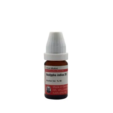 Acalypha Indica 10ml homeopathic dilutions and mother tincture bottle or pack on white background