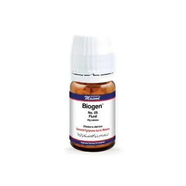 Biogen 05 Flunil 20 g tablets by Dr. Masood on a white background