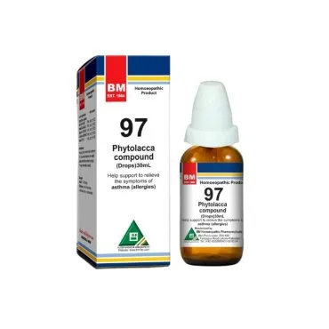 BM 97 Drops homeopathic drops on a pure white background