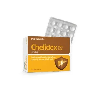Chelidex SGPT Tablets by Paul Brooks, product pack on a white background