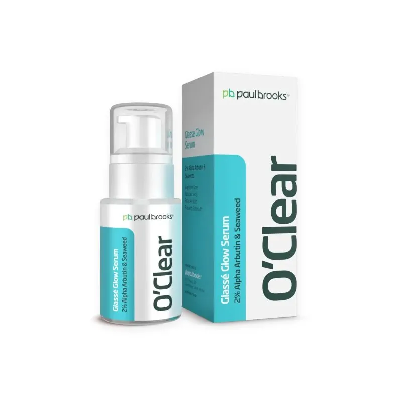 O'Clear Glasse Glow Serum by Paul Brooks, product pack on a white background