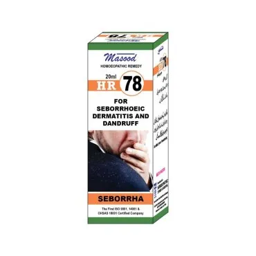 Dr. Masood HR-78 Seborrha homeopathic drops 20 ml product package on a white background
