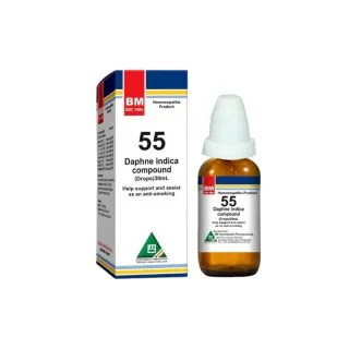 BM 55 Drops homeopathic drops on a pure white background