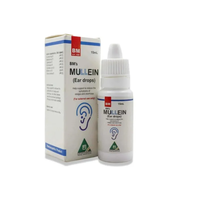 BM Mullein Ear Drops homeopathic drops on a pure white background
