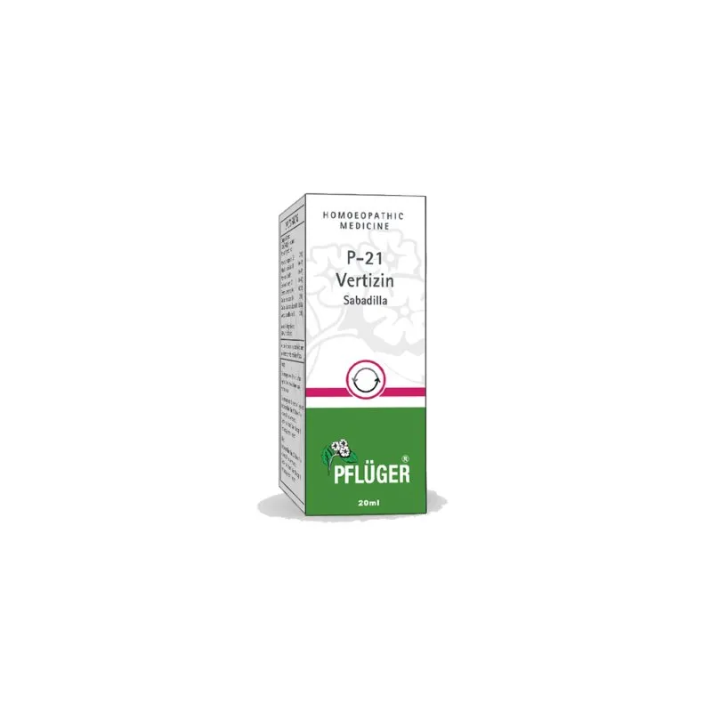 P-21 Vertizin (Sabadilla) by Pflüger, product carton centered on a white background