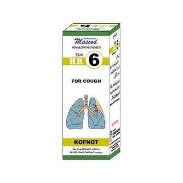 Dr. Masood HR-06 Kofnot homeopathic drops 20 ml product package on a white background