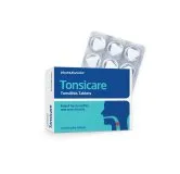Tonsicare Tonsillitis Tablets by Paul Brooks, product pack on a white background