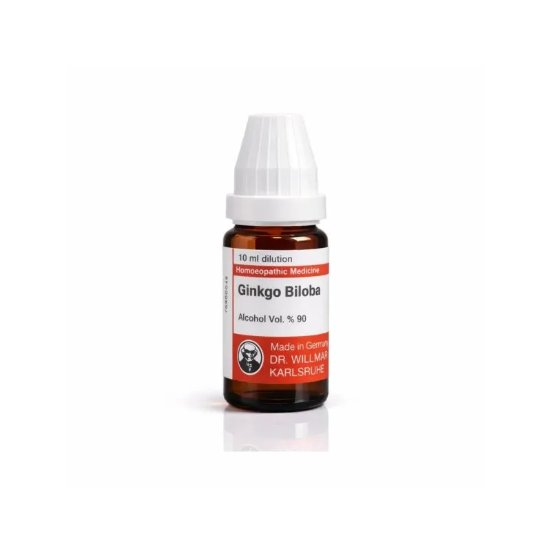 Ginkgo Biloba 10ml homeopathic dilutions and mother tincture bottle or pack on white background