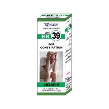 Dr. Masood HR-39 Lexapin homeopathic drops 20 ml product package on a white background