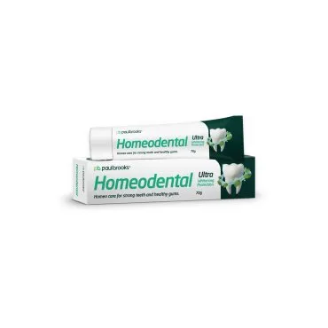 Homeodental Ultra Whitening Toothpaste by Paul Brooks, product pack on a white background