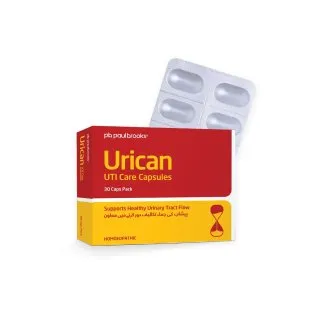 Urican Capsules by Paul Brooks, product pack on a white background