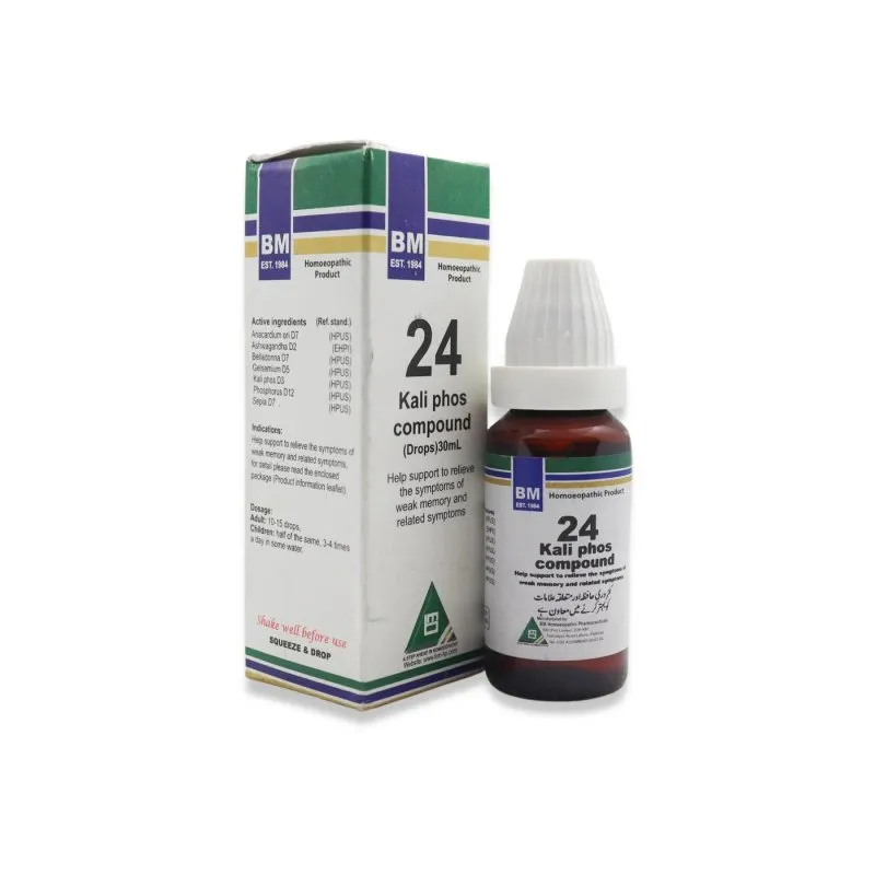 BM 24 Drops homeopathic drops by BM Homoeopathic Pharmaceuticals on a pure white background