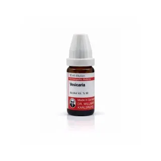 Vesicaria 10ml homeopathic dilutions and mother tincture bottle or pack on white background