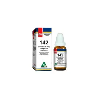 BM 142 Drops homeopathic drops on a pure white background