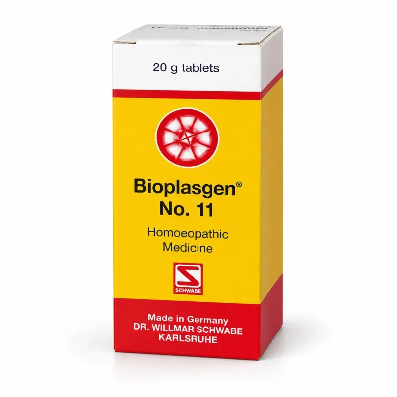 Bioplasgen No. 11 20g homeopathic combination tablets by Dr. Willmar Schwabe on a pure white studio background