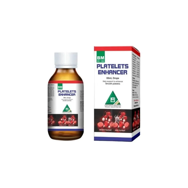 BM Platelets Enhancer Drops homeopathic drops on a pure white background
