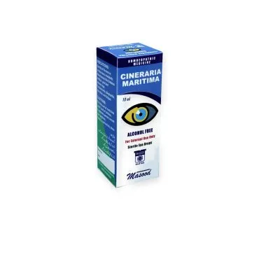 Cineraria Maritima Alcohol-Free Eye Drops by Dr. Masood, original product packaging on a white background