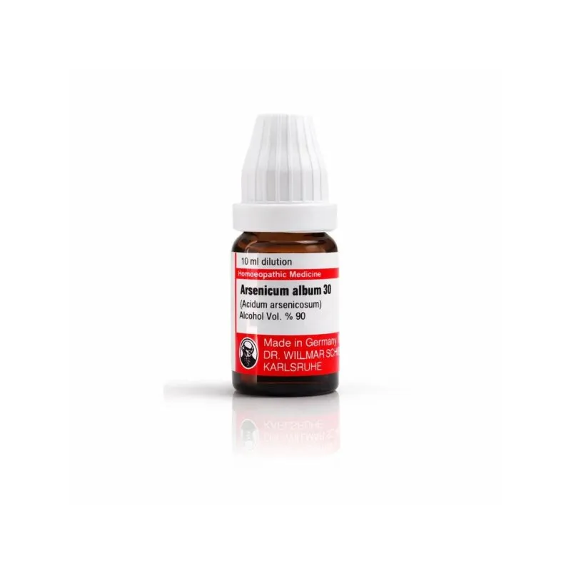 Arsenicum Album 10ml liquid homeopathic dilution bottle or pack on white background