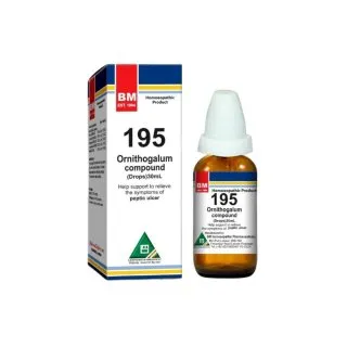 BM 195 Drops homeopathic drops on a pure white background