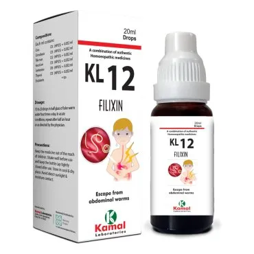 KL 12 (FILIXIN) 20 ml, Kamal Laboratories product pack on a white background