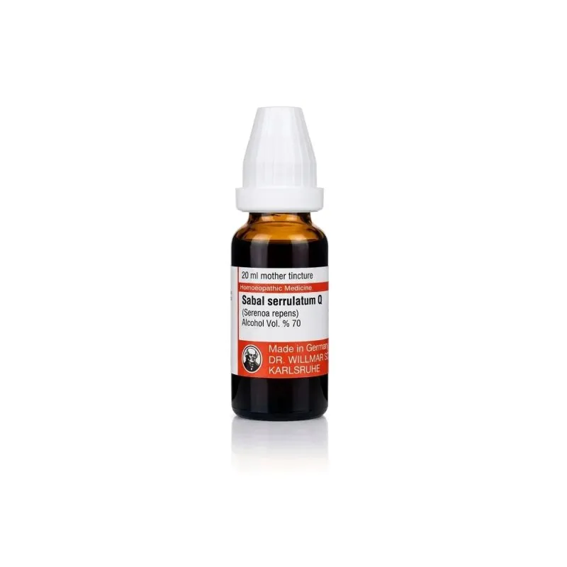 Sabal Serrulata 10ml homeopathic dilutions and mother tincture bottle or pack on white background