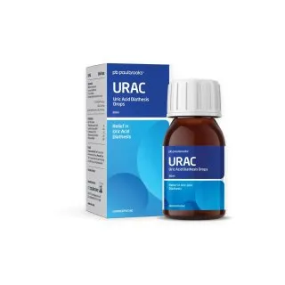 URAC - Uric Acid Diathesis Drops by Paul Brooks, product pack on a white background