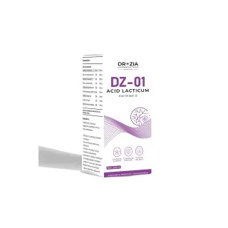 DZ-01 Acid Lacticum by Dr Zia Pharma, product pack centered on a white background
