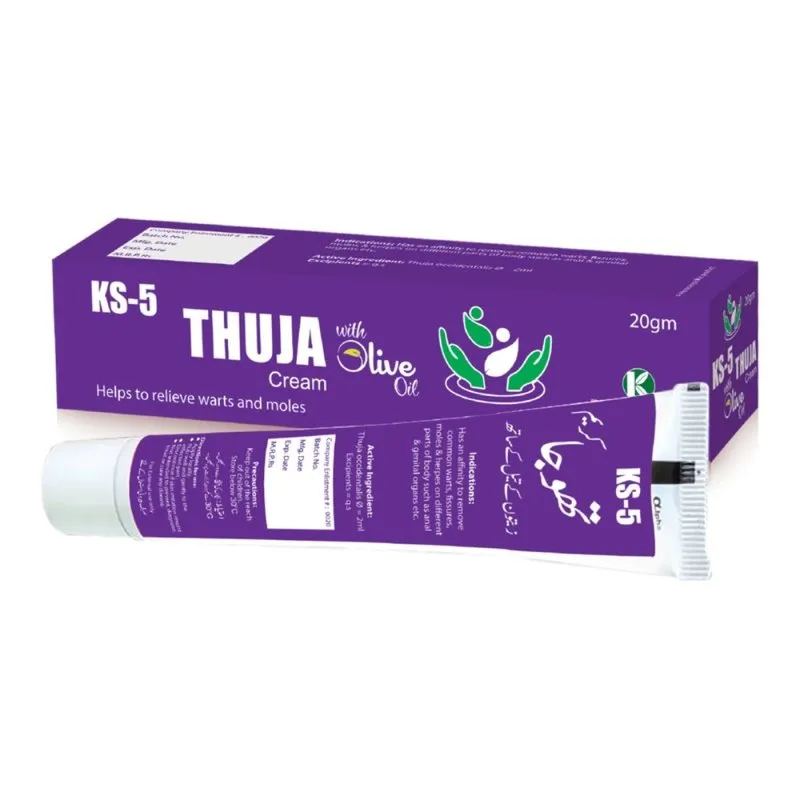KS 05  THUJA Cream (With Olive Oil) 20 g, Kamal Laboratories product pack on a white background