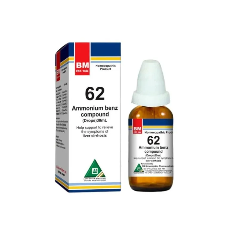 BM 62 Drops homeopathic drops on a pure white background